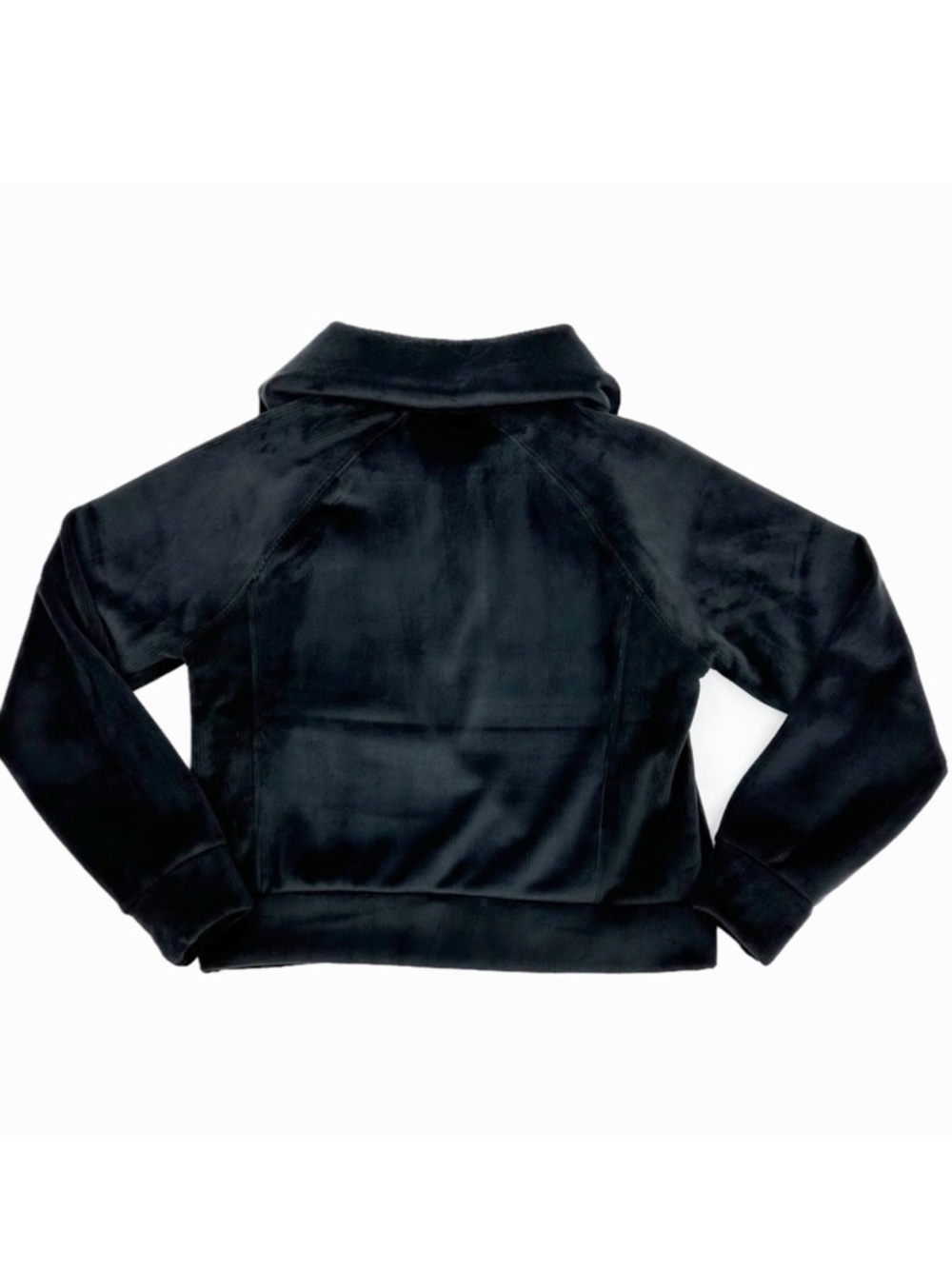 Kyodan Black Ribbed Velour Quarter Zip Cropped Pullover P/S - Picture 5 of 10
